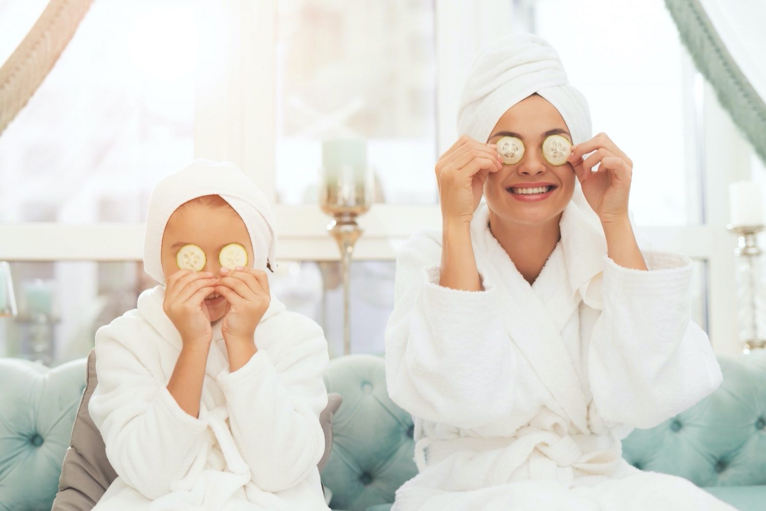 Mother and daughter enjoying a spa treatment, illustrating that kids' and teen massages are available at Mango Lagoon Resort and Day Spa.